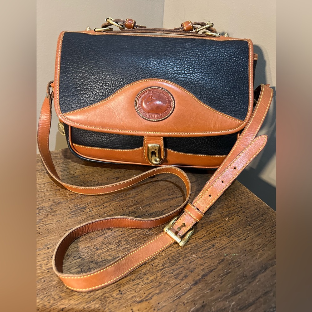 DOONEY & BOURKE Vintage Blue and Leather Shoulder Bag Purse - Picture 2 of 16